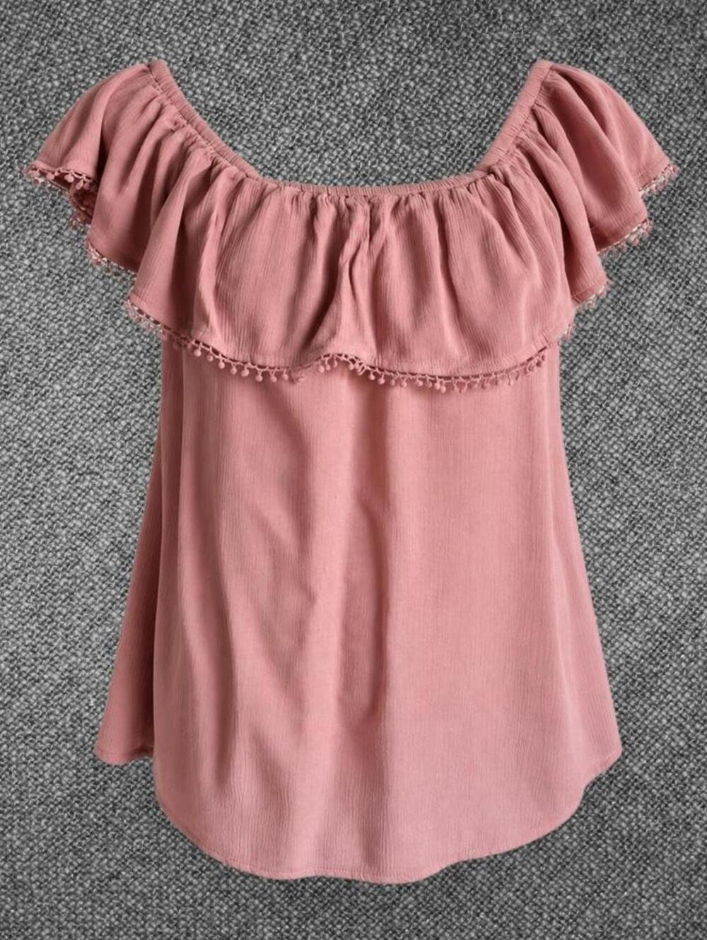 Vanilla Star Mauve Off Shoulder Ruffle Blouse Size M